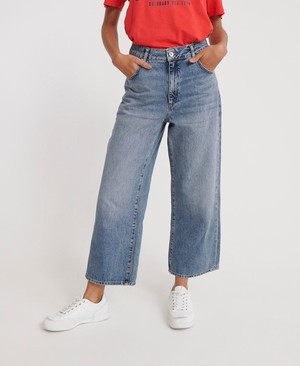 Superdry Phoebe Wide Leg Női Farmer Kék | DUBWL9168